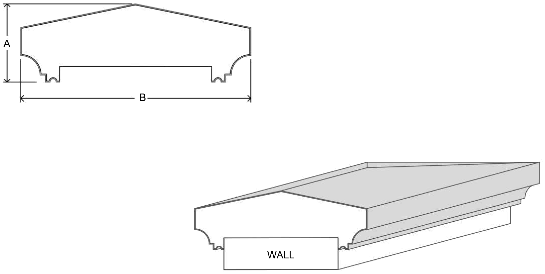 EPS wall cap profile for parapet and facade top edge finishing